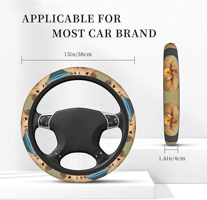 Funny Hamsters Car Steering Wheel Cover, 15 Inch Steering Wheel Cover Stylish Decor for Most Cars
