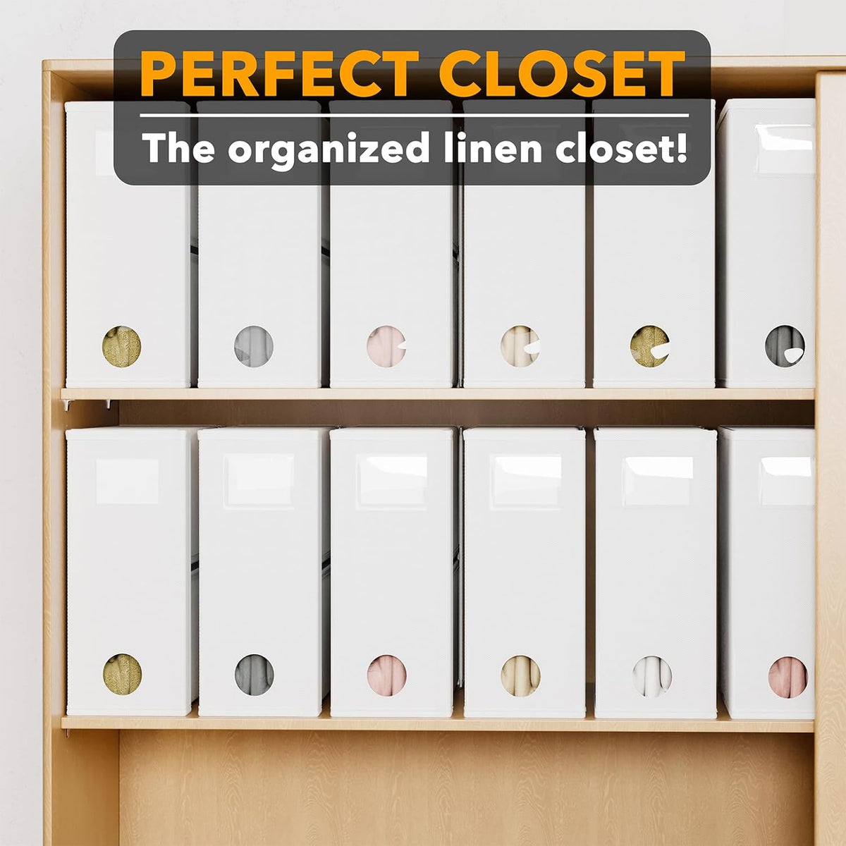 SpaceAid 12 Pack Bed Sheet Organizers and Storage, Foldable Sheet Organizer for Linen Closet, Sheets Set Folder Keeper with Window XL (Queen & King Size) Bedding Container (White, 12 Pack)