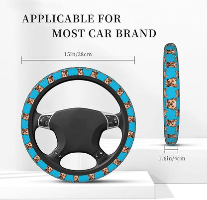 Dogs ATR Pattern Car Steering Wheel Cover, 15 Inch Steering Wheel Cover Stylish Decor for Most Cars