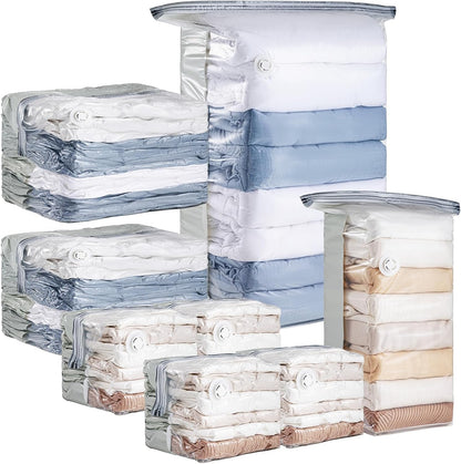 8 Pack Vacuum Storage Bags, Cube Combo (3 Jumbo+5 Medium), Vacuum Seal Bags for Clothing, Bedding, Blanket, Space Saving Closet Organization