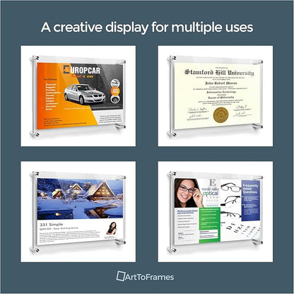 ArtToFrames 12x24 Inch Double Panel Floating Acrylic Picture Frame comes