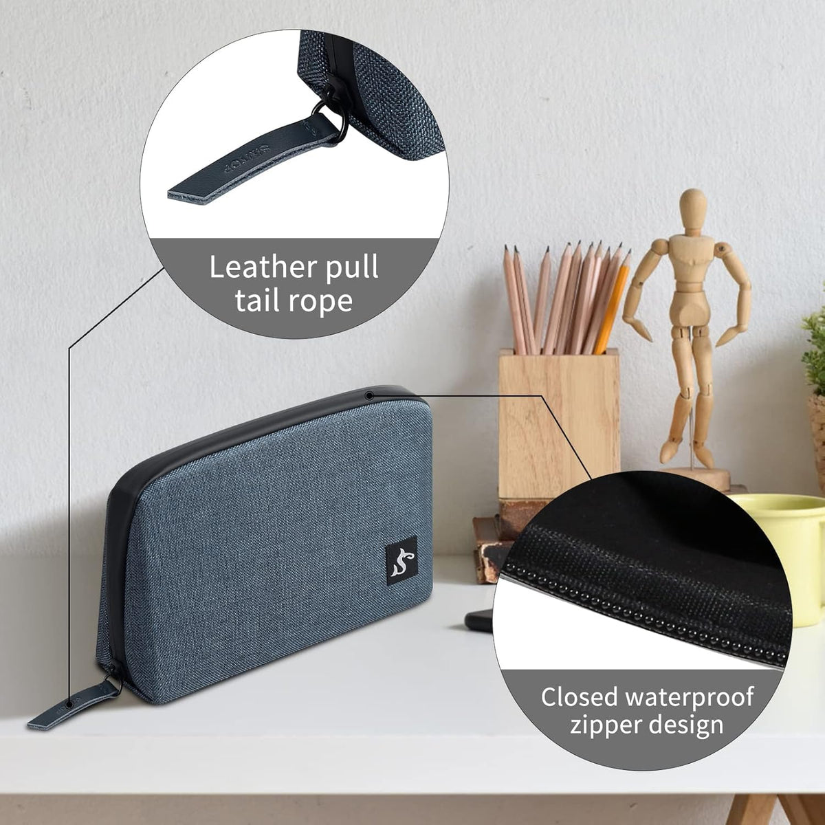 Electronic Organizer Travel Case – Waterproof Cable Bag for Cord, Charger, Hard Disk, Power Bank – Small Tech Storage for Travel, Backpack, Business Trip, Airplane