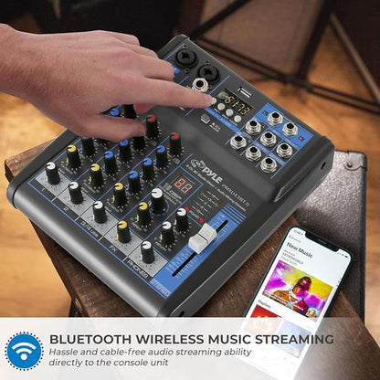 Pyle Professional Audio Mixer Sound Board Console System- Interface 4 Channel