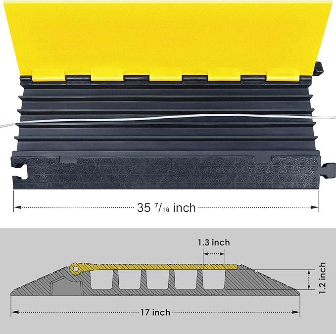 OranLite Rubber Cable Protector Ramp, Heavy Floor Cable Wire Cord Cover Speed