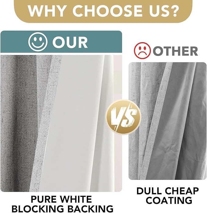 H.VERSAILTEX Linen Curtains 100% Blackout Curtains