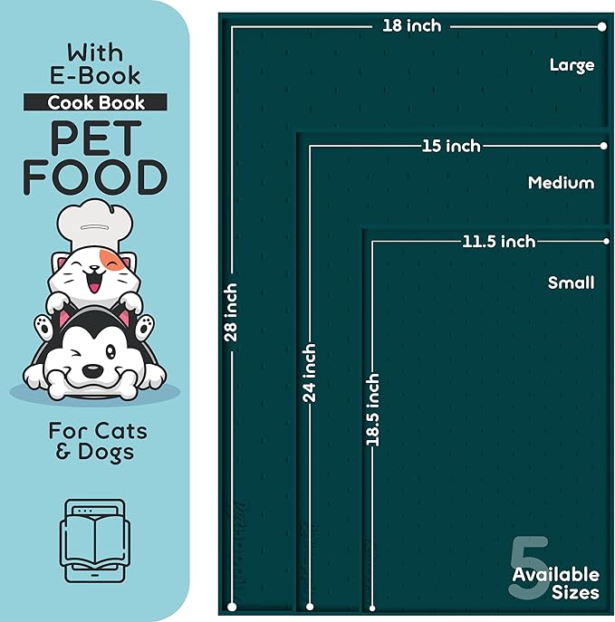 Dog Food Mat - 28x18 Raised Edges Dogs Mat for Food and Water Prevent Spill, Waterproof Cat Food Mats Protect Floors, Easy Clean Dog Bowl Mats for Food and Water, Silicone Pet Feeding Placemats