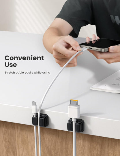 Lamicall Cord Organizer Spring Clip Holder - [1 Small Clip Hold 3 Cords] Desk Cable Management Holder, Adhesive Phone Charger Wire Keeper for Nightstand Office Car, Desk Accessories, 3Pcs