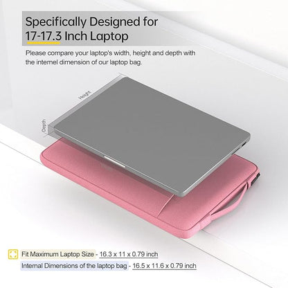 17 17.3 Inch Laptop Bag for Women, Carrying Computer Notebook Sleeve Case for Acer Chromebook 17/ Dell Inspiron/MSI/HP Envy Pavilion/ASUS/Lenovo IdeaPad College School Office Travel,Pink