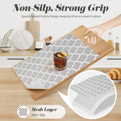 Drawer Shelf Liner for Kitchen Cabinets, Non Adhesive Slip Resistant Shelf Paper Easy to Clean, Strong Grip Thickened Waterproof Washable Mats for Pantry Shelves, Cupboard, Dresser, 17.5 in x 30 FT