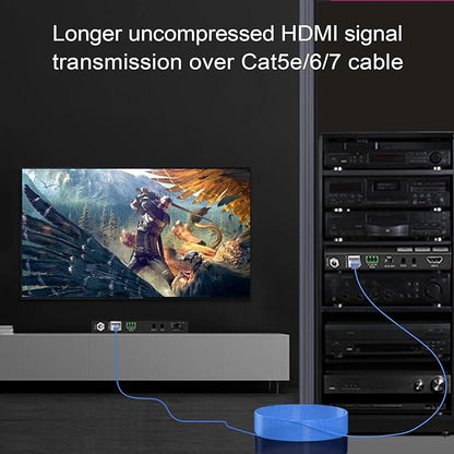 HDMI Extender Over Ethernet 4k 60HZ Uncompressed 18G/BPS Over Single Cat5/6 up