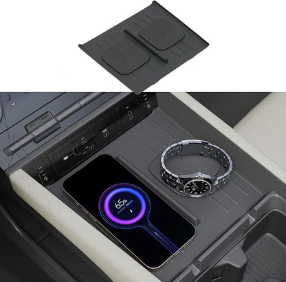 Center Console Mat Compatible with 2024-2025 Hyundai Santa Fe Interior Wireless Charging Mat Center Console Anti-Slip Protector Pad Silicone for 2024 Santa Fe Accessories