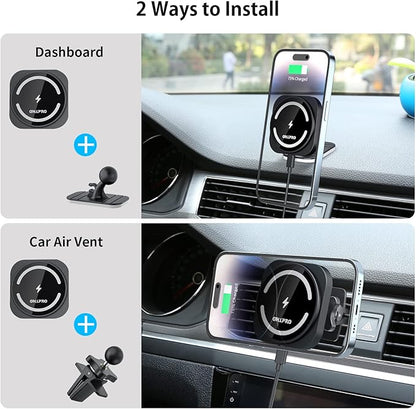 OHLPRO for Magsafe Car Charger for Women Men, Magnetic Wireless Car Mount for iPhone 17 Pro Max, 16/15 Series, 15W Fast Charging Phone Holder Vent and Dashboard
