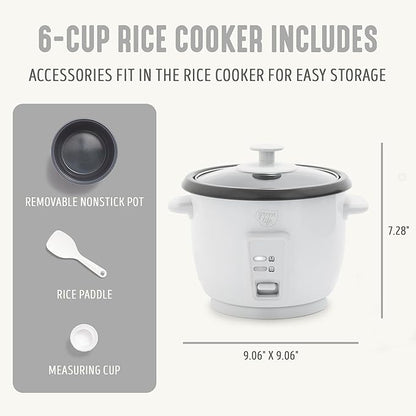 GreenLife Rice Cooker with Removable PFAS-Free Ceramic Nonstick Pot, 3-Cups