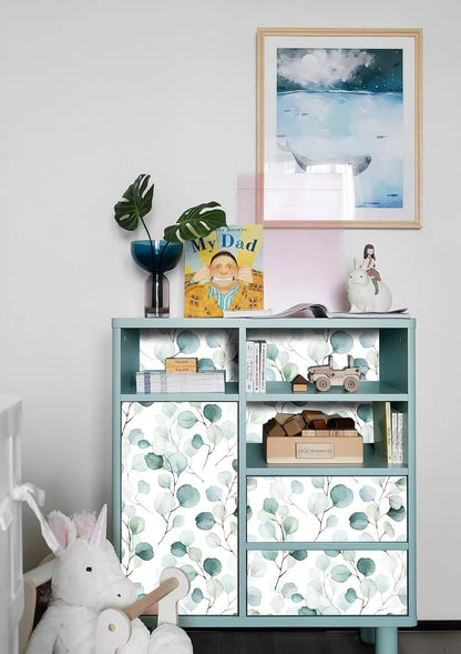 HAOKHOME Shelf Liner and Cabinet Liner Boho Leaf, Self-Adhesive Drawer Liners, Peel and Stick Contact Paper for Kitchen Cabinets and Cupboard, Bathroom Drawers, Green/White 17.3in x 16.4ft
