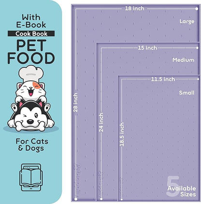 Dog Food Mat - 28x18 Raised Edges Dogs Mat for Food and Water Prevent Spill, Waterproof Cat Food Mats Protect Floors, Easy Clean Dog Bowl Mats for Food and Water, Silicone Pet Feeding Placemats