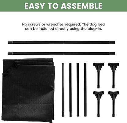 PVY Elevated Dog Bed for Outdoor, Large Raised Dog Cot with Washable Mesh, Cooling Pet Cot Chew Proof for Outside Camping, 42"x30" Black