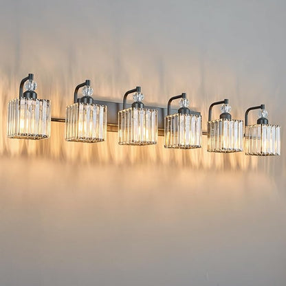 BBLLWJ 6 Light Bathroom Vanity Light Modern Black Vanity Light Fixtures