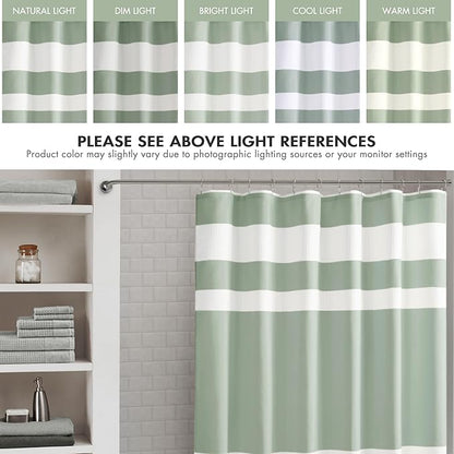 Madison Park Shower Curtain Spa Waffle Weave Long Shower Curtain for Bathroom 3M Scotchgard Moisture Management, Spa Quality Modern Shower Curtains for Bathroom, Long 72x78 Sage Green