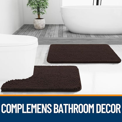 OLANLY Bathroom Rugs 47x17, Extra Soft Absorbent Chenille Bath Rugs, Rubber Backing Quick Dry, Machine Washable Bath Mats for Bathroom Floor, Tub and Shower, Home Decor Accessories, Brown