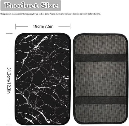 Coldinair Black Marble Print Universal Car Center Console Pad Soft Armrest Protector Cover Fit for Most Vehicle,SUV,Truck,Car Interior Accessories Decor