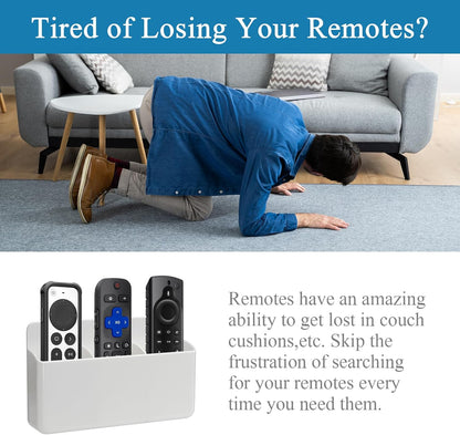 2 Packs Remote Control Holder 3 Slot Wall TV Remote Holder Self Adhesive Marker Holder, Wall Pen Holder Stroage for Home Office School (White)