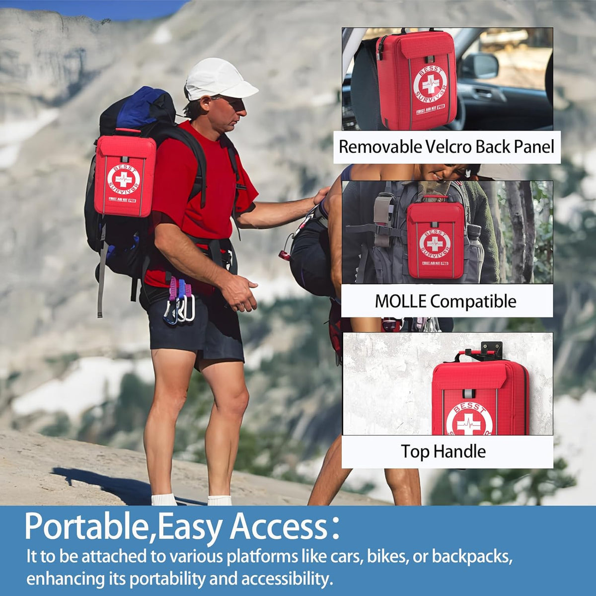 Professional Trauma First Aid Kit - Military-Grade Labelled Compartments & MOLLE System for Workplace, Outdoor, Car, Boat, Hurricane Emergencies 265 Piece Emergency Necessities Kits