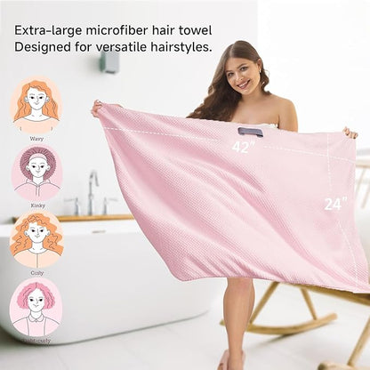 YHPDYL Microfiber Hair Towel Wrap Turban 2 Pack Large | Super Absorbent Quick Dry & Anti-Frizz for Women with Curly Hair | 27.5" x 39.4" Hair Towel Cap