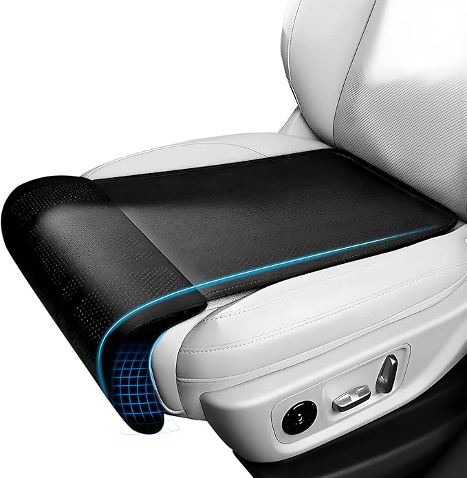 Car Seat Leg Support Cushion, Black Leather Carseat Leg Support, Universal Waterproof Leather Extender Pad for Drivers, Office Chairs, Cars, Buses & Trains