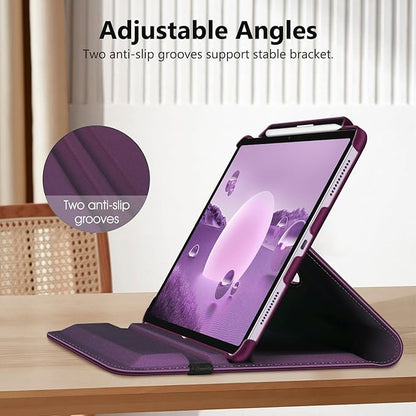 Fintie Rotating Case for iPad Air 13-inch (M3) 2025, (M2) 2024-360 Degree Swiveling Protective Stand Cover with Pencil Holder, Auto Wake/Sleep, Purple