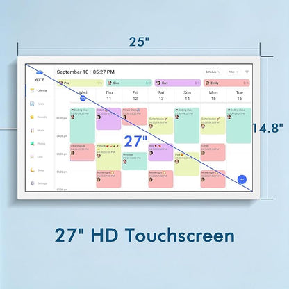 27 Inch Smart Digital Calendar Max, Wall Mountable Electronic Family Planner