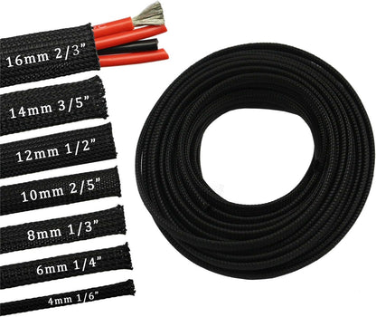30ft PET Expandable Sleeving Wire Cable Sleeve (1/4", Black)