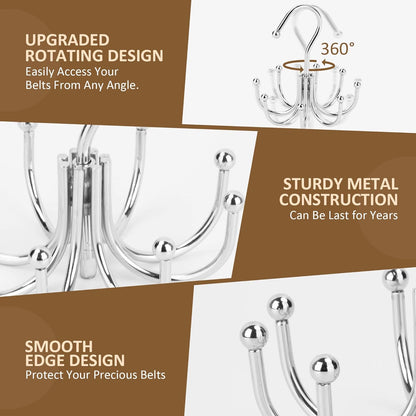 ZEDODIER Belt Hanger, Belt Organizer for Closet, Keeping Belts Visible and in Good Condition, Hanging Tie Rack Holder, Closet Organizers and Storage, Silver