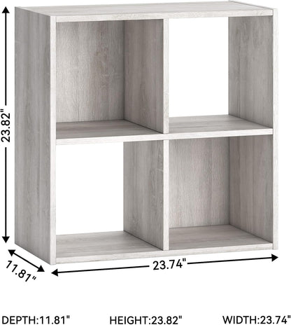 Signature Design by Ashley Paxberry Coastal 4 Cube Storage Organizer or Bookcase, Whitewash