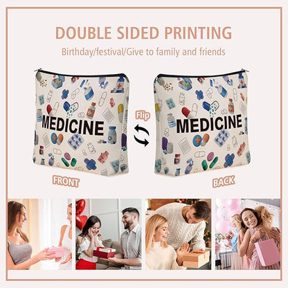 Girlly Medicine Makeup Bag Gifts: Colorful Medical Themed Cosmetic & Toiletry Organizer Pouch For Teen Girls & Women Doctor Nurse Healthcare.Ideal Gift For Travel, Birthdays, & Christmas.
