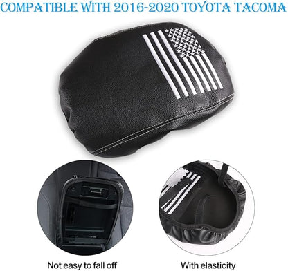 CHEAYAR Leather Car Auto Center Console Armrest Cushion for Toyota Tacoma Accessories 2016-2018 2019 2020 American Flag (Star Flag-Leather)