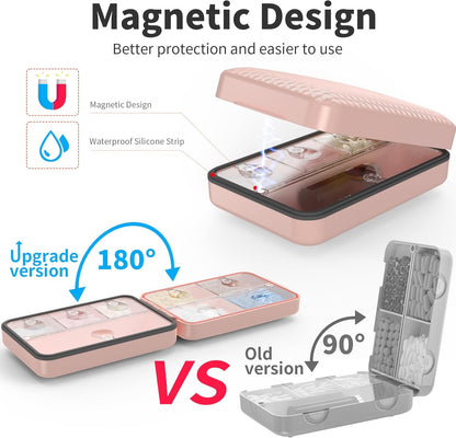 Restree Weekly Pill Organizer, Magnetic Moisture Proof Pill Case, Large Capacity Travel Pill Box with Inner Clear Lid for Vitamins, Supplements, and Daily Medications 8 Compartment (Pink)