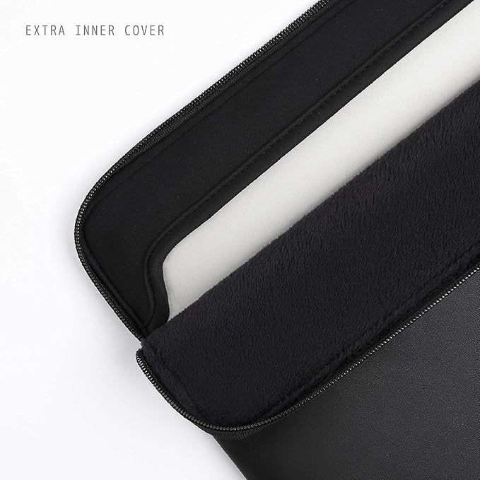 Comfyable Leather Laptop Sleeve Compatible with 16 Inch MacBook Pro M4 2024 & 15 Inch MacBook Air M4 M3 M2 2025, Black