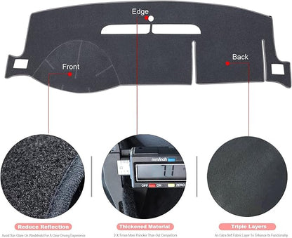 Dash Cover Mat Fit for 2007-2014 Chevy Tahoe Avalanche Suburban GMC Yukon/2007-2013 Silverado LTZ GMC Sierra SLT,Dashboard Cover Carpet Pad w/o Dash Speaker (Gray)