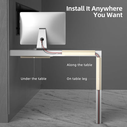 YECAYE 94.2 in Cable Management Under Desk,Easy Install Adhesive Mount Cord Hider,Cord Organizer,Wire Management,Wire Hider for Office Organization,Child & Pet Proof,Beige