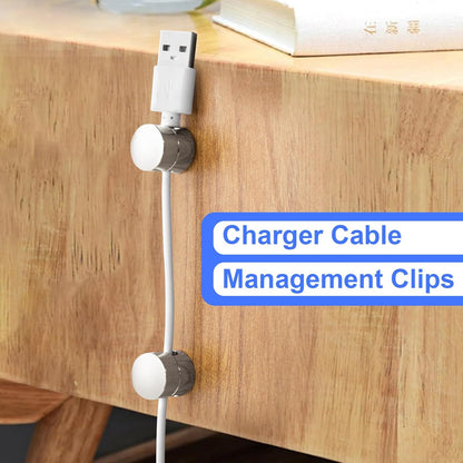 3 Sets Charger Holders for Cords, Silver Adjustable Cable Anchor Holders, Adhesive Metal Cord Clips, Cable Management Wire Organizers for Desk, Office, Nightstand