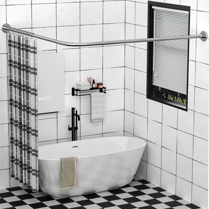 Stretchable 304 Stainless L Shaped Bathroom Bathtub Corner Shower Curtain Rod Rack (24"-69" x 24"-85", Maximum size 113''), Drill Free Install, for Bathroom, Clothing Store, Private Space