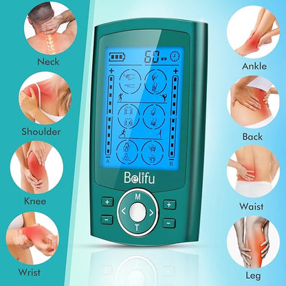 Belifu Dual Channel TENS EMS Unit 24 Modes Muscle Stimulator