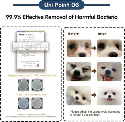 UNIPAWS Dog & Cat Eye Area Cleaner with Wipes – Vet-Recommended Tear Stain Remover – 5.1 fl oz Cleaner + 50 Dry Finger Wipes – Probiotic & Plant Formula, Gentle Grooming Care