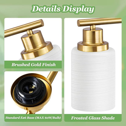 Guliaofo 4-Light Vanity Lights, Brushed Gold Bathroom Light Fixture
