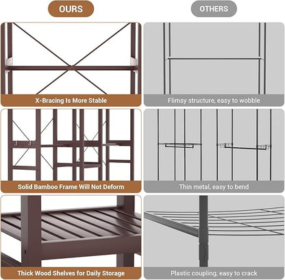 Homykic Bamboo Closet System Clothes Rack, Large Freestanding Garment Rack