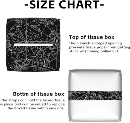 Spider Web Tissue Box Holder,Cube Tissue Box Cover Holder,Leather Facial Paper Organizer Dispenser Home for Bedroom Night Stands,Kitchen,Office and Car,5.2"×5.2"×5.2"