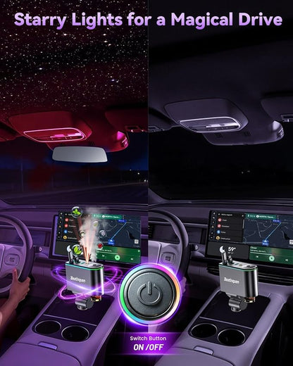 【2026 Upgrade】 5 in 1 Retractable Car Charger USB C - Fast Charging Retractable Car Phone Charger with Car Air Freshener Diffuser - 66W Cigarette Lighter Adapter USB-C/Type-C for iPhone17/16/15/14