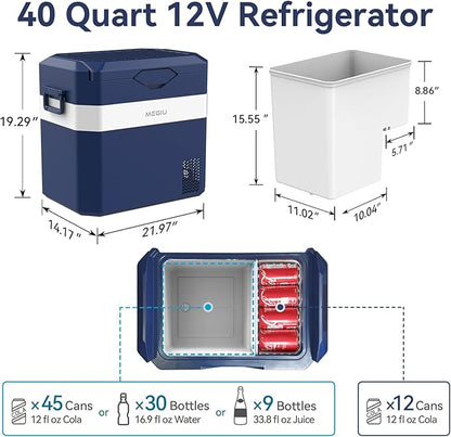 Car Fridge Portable 12V Refrigerator 40 Quart 12 Volt Freezer Compressor Cooler