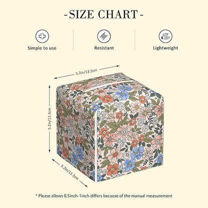 POIUBLE Vintage Floral Tissue Box Cover Leather Tissue Box Holder Square Facial Paper Organizer Dispenser for Bathroom Kitchen Bedroom Vanity Countertop Night Stands