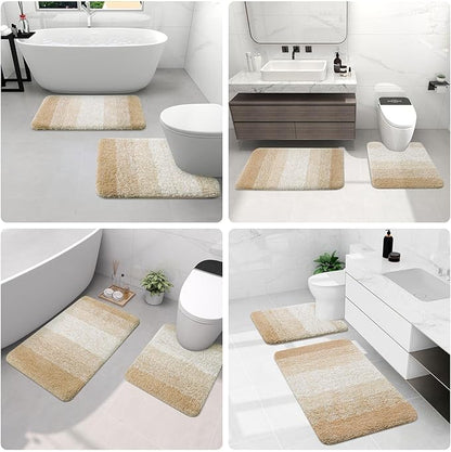 Arotive Microfiber Bathroom Rugs, Shaggy Soft and Absorbent Bath Rug, Non-Slip, Thick Plush Machine Washable Dry Bath Mats for Bathroom, Tub and Shower, 59x24, Camel, Rectangular